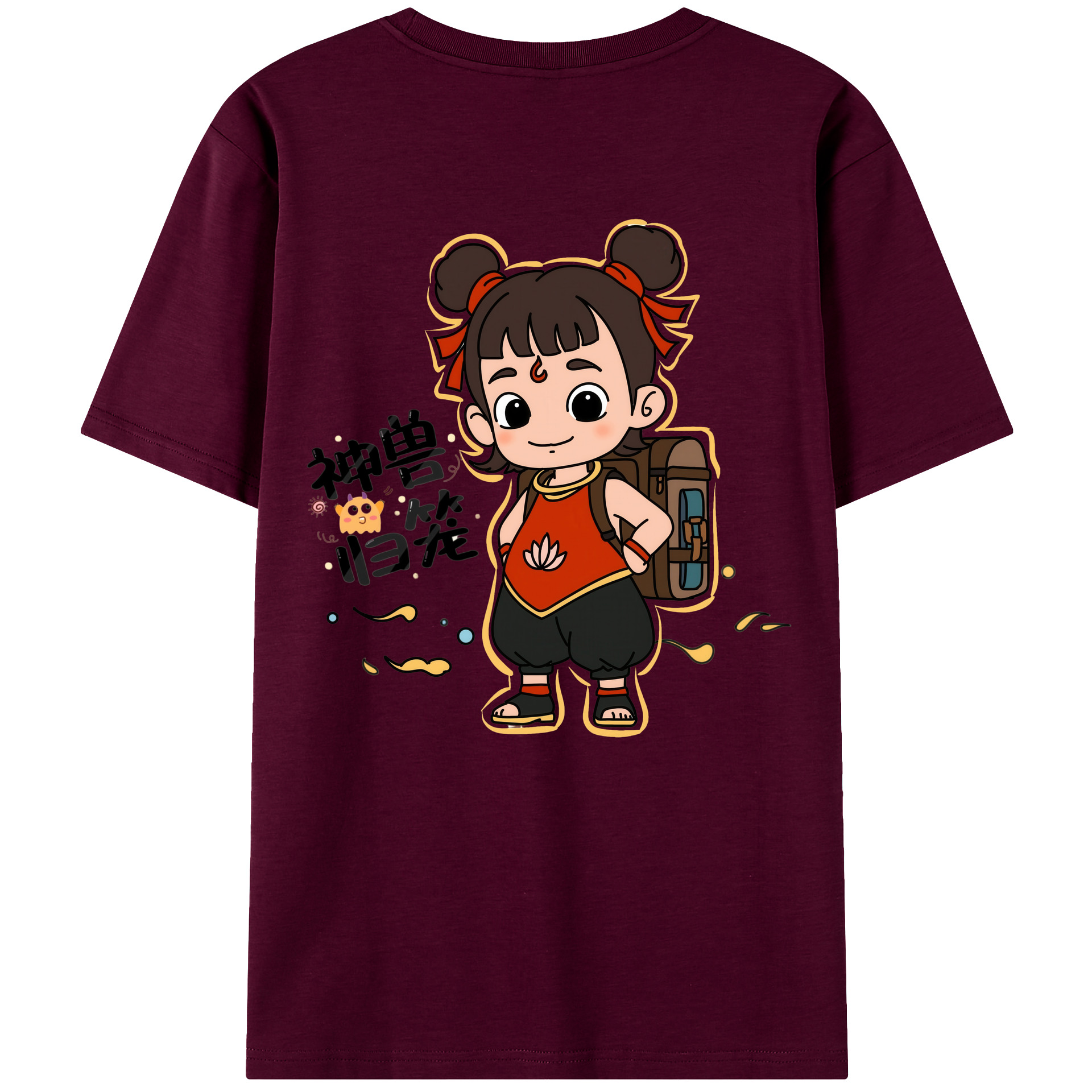 （画像用） Ne Zha 2 ナタ 魔童の大暴れ レディース半袖Tシャツ(バックプリント)